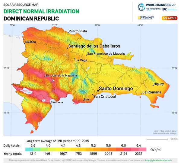 Direct Normal Irradiation, Dominican Republic